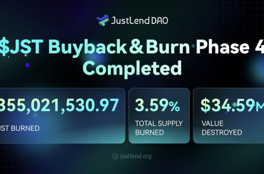  JST Hits Record Deflationary Milestone: Over 355M Tokens Burned as JustLend DAO Revenue Fuels Value Appreciation