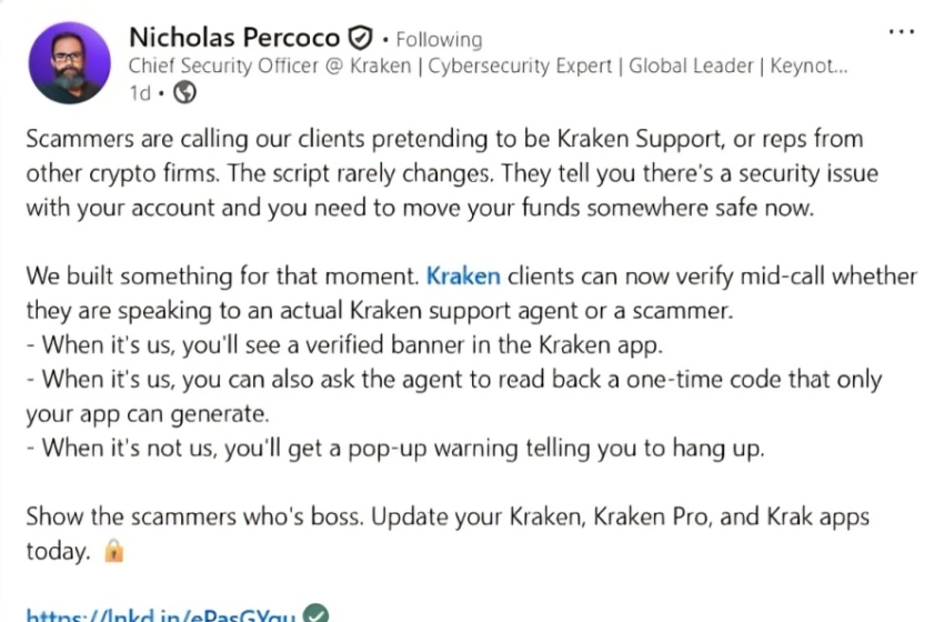 Kraken Launches Live Call Verification Feature to Stop Crypto Support Scams
