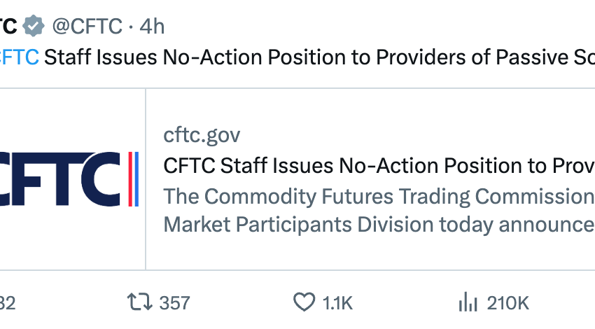 CFTC Issues No-Action Position for Trading Software Providers