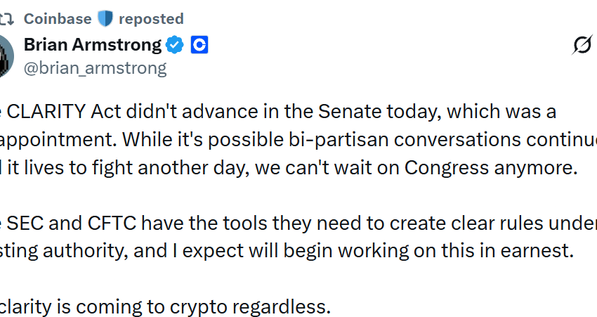 Crypto Turns to Regulators After CLARITY Setback